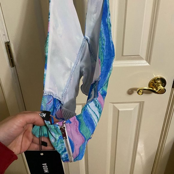 NWT Miss Moda Marble Print Halterneck Midi Dress - Picture 5 of 9